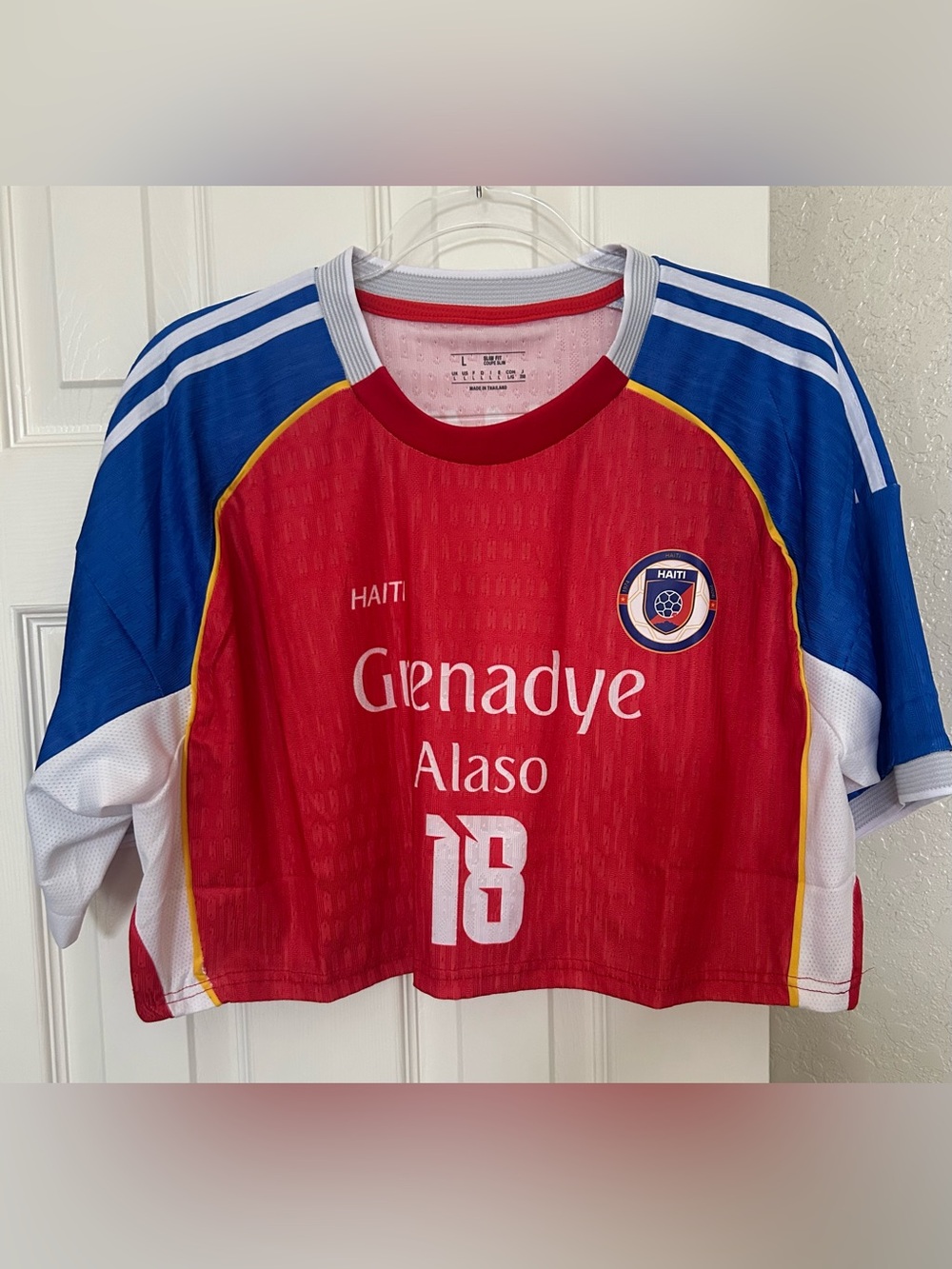 Haiti Red Cropped Soccer Jersey - Grenadye Alaso #18